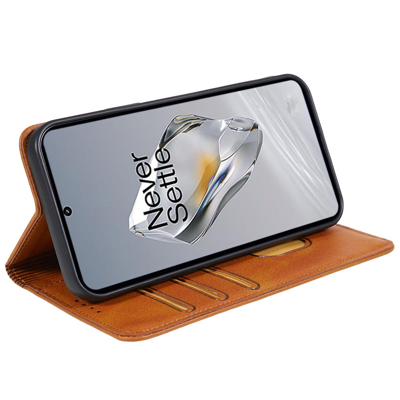 For OnePlus 12R 5G / Ace 3 5G Case PU Leather Calf Texture Business Style Magnetic Card Slot Phone Cover - Khaki For OnePlus 12R 5G / Ace 3 5G Case PU Leather Calf Texture Business Style Magnetic Card Slot Phone Cover - Khaki